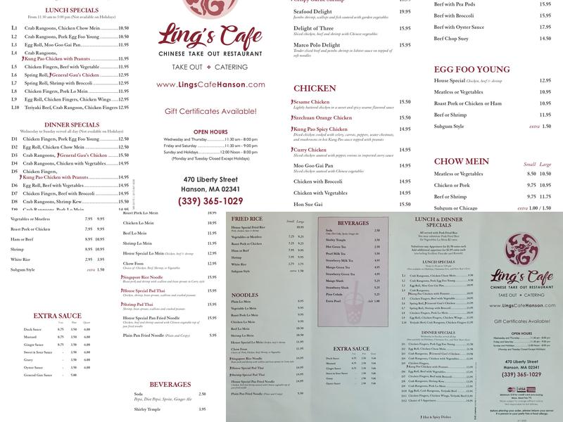 Ling's Cafe Menu