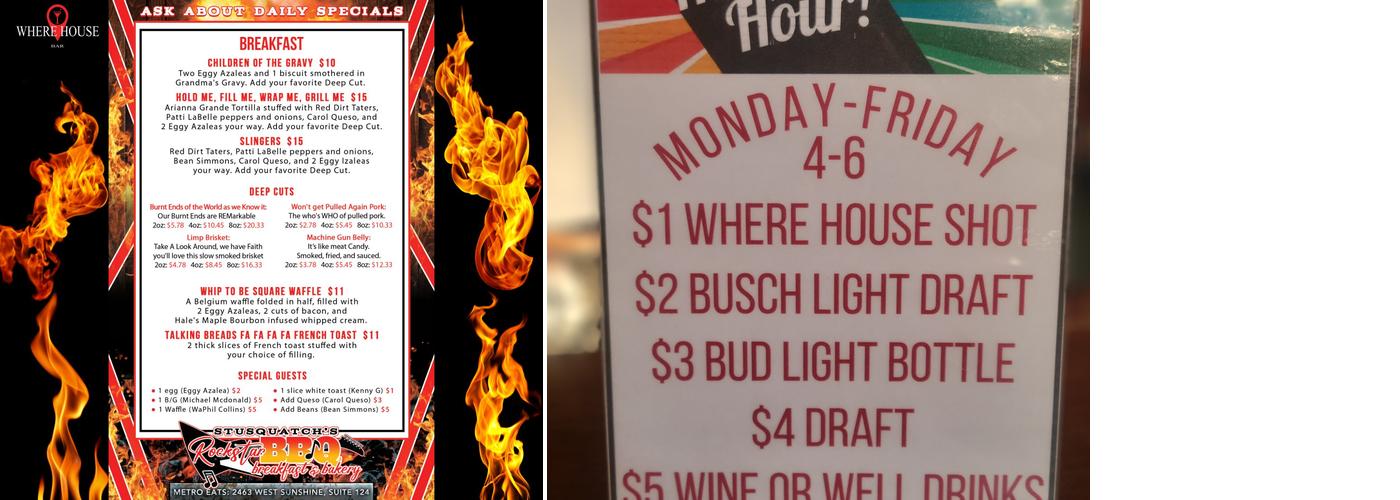 Where House Bar Menu