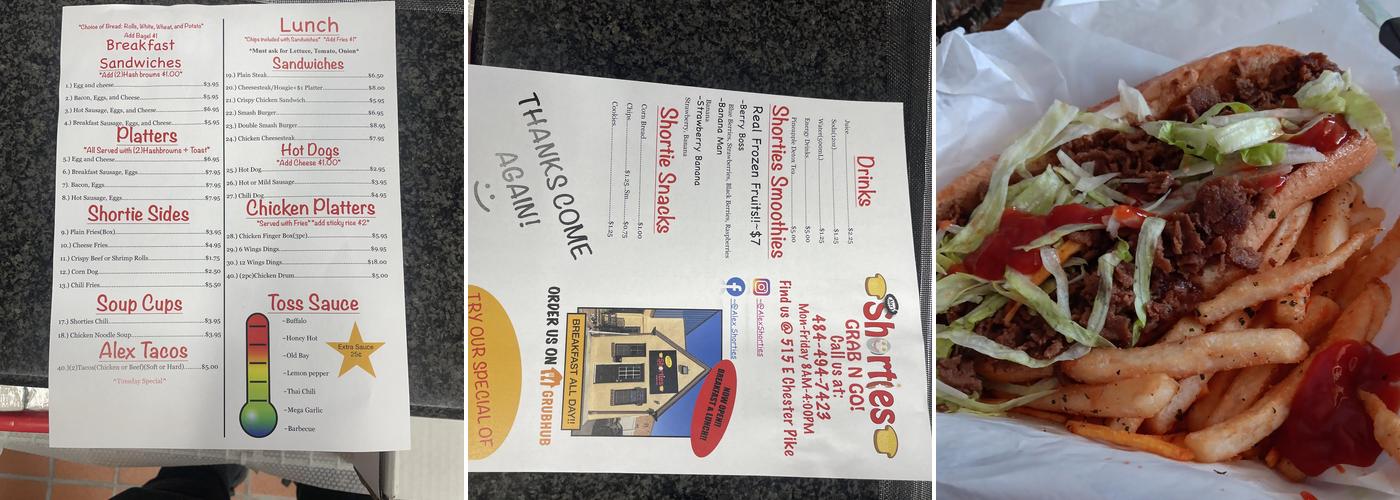 Alex's Shorties Menu