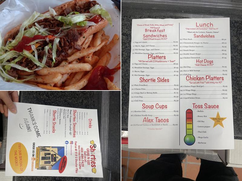 Alex's Shorties Menu