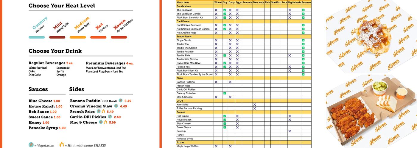 Haven Hot Chicken Menu