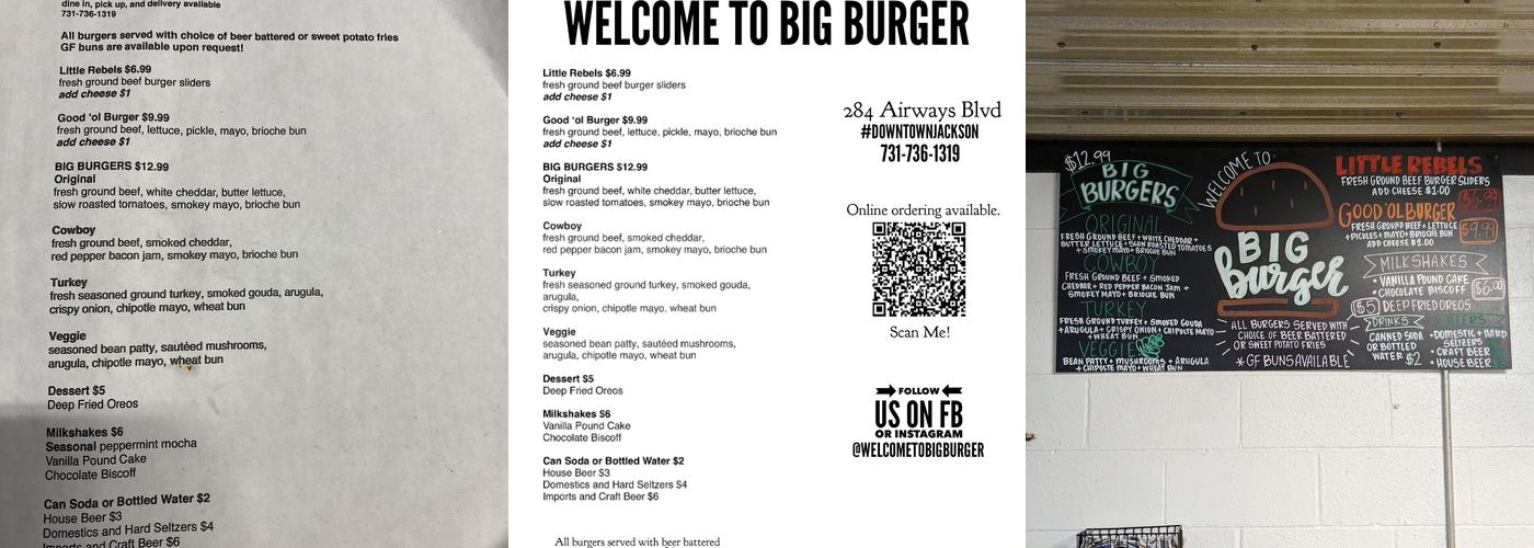 Big Burger Menu