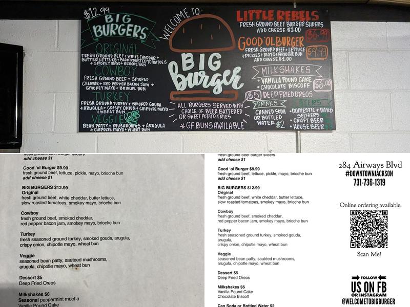 Big Burger Menu