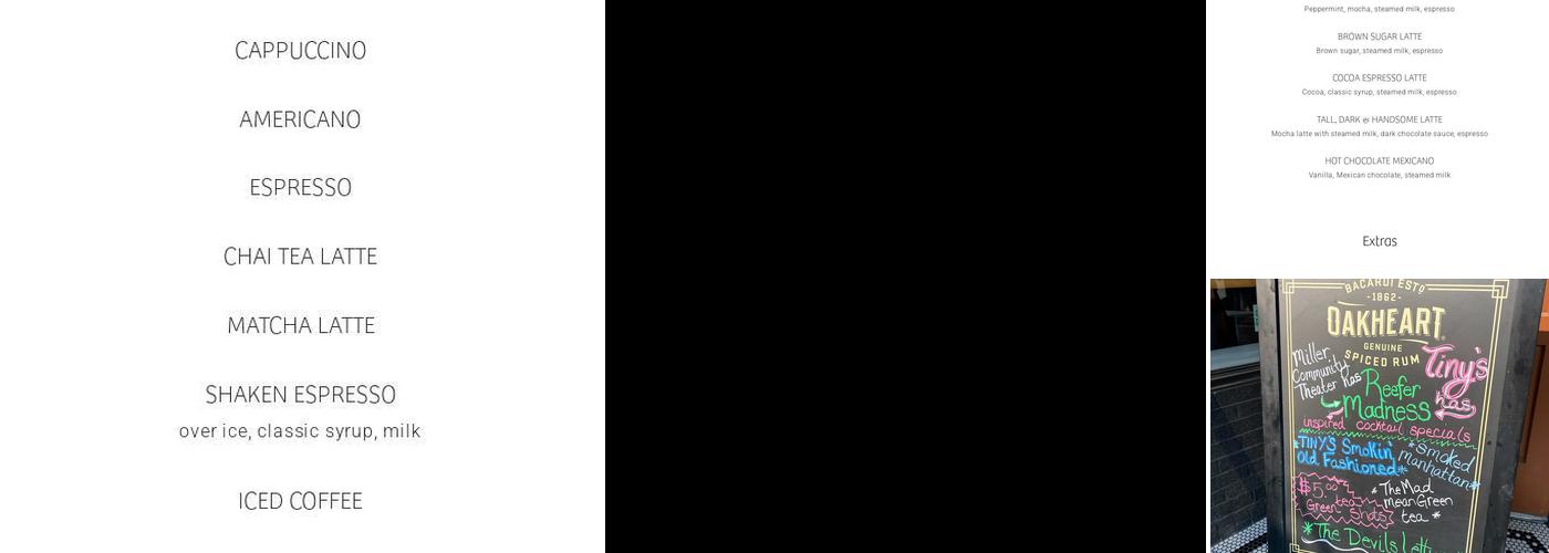 Tiny's Coffee Bar Menu