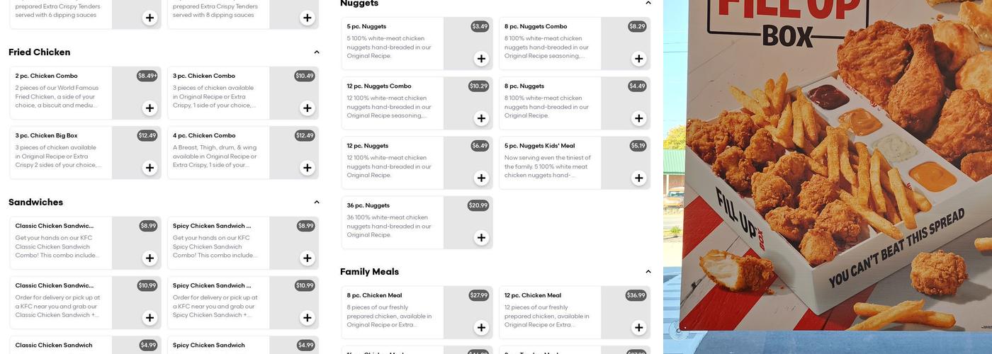 KFC Menu