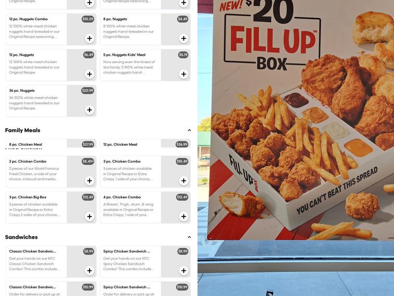 KFC Menu