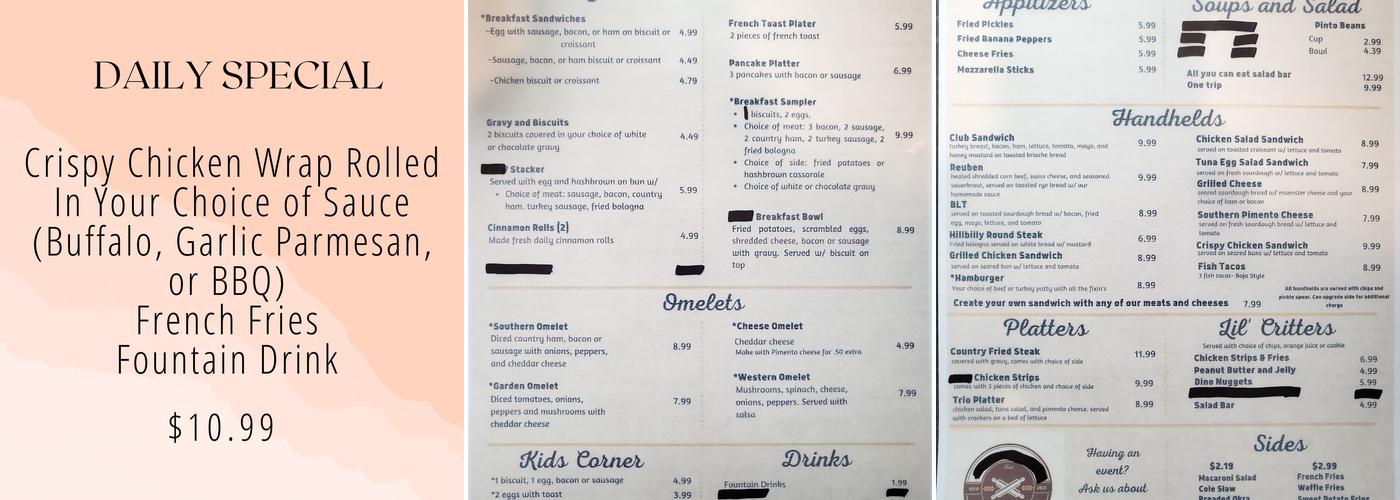 Scratch Kitchen Menu