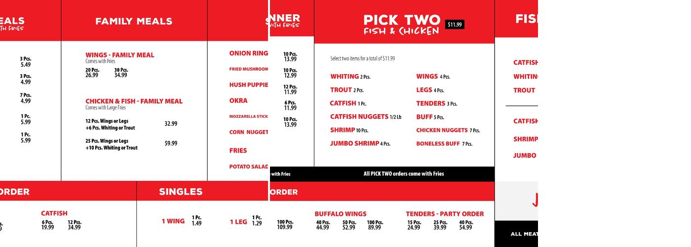 Jammin fish and chicken Menu