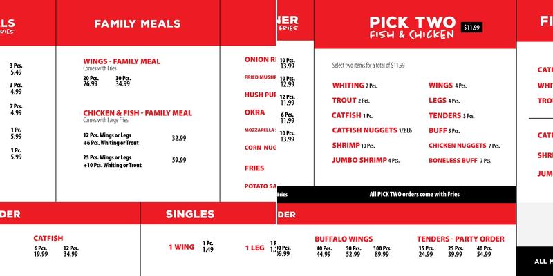 Jammin fish and chicken Menu