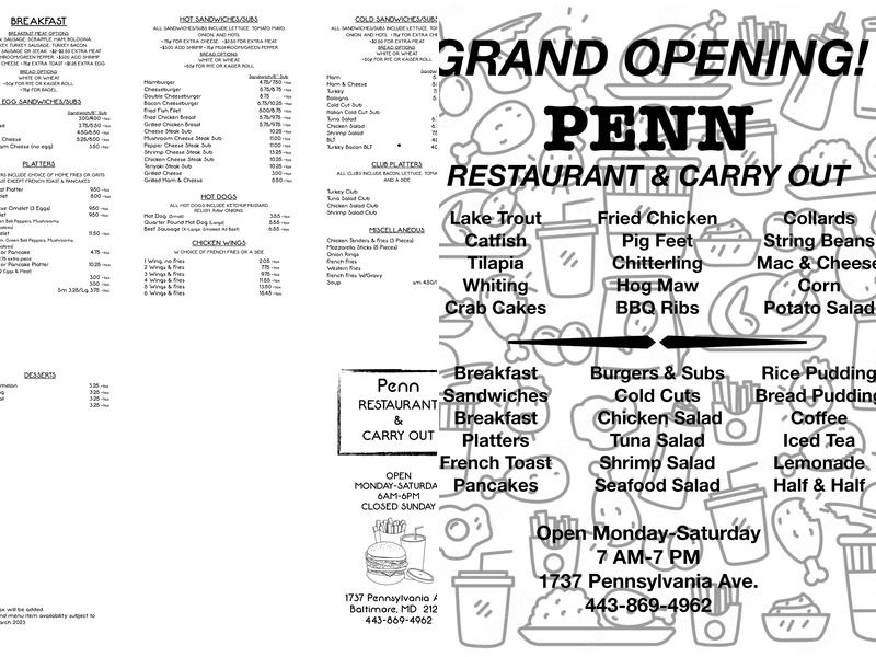 Penn Restaurant & Carryout Menu