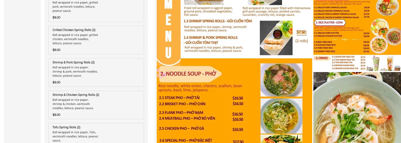 Pho An Menu