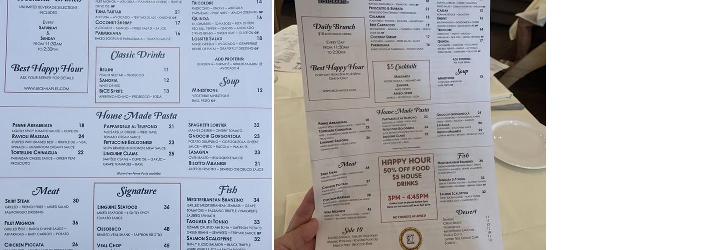 Bices Menu