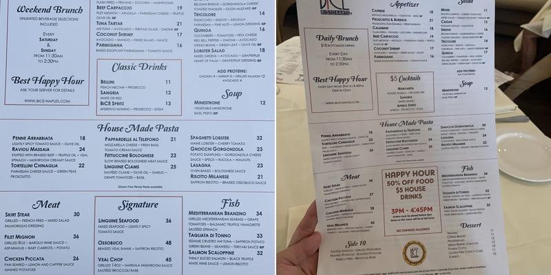 Bices Menu