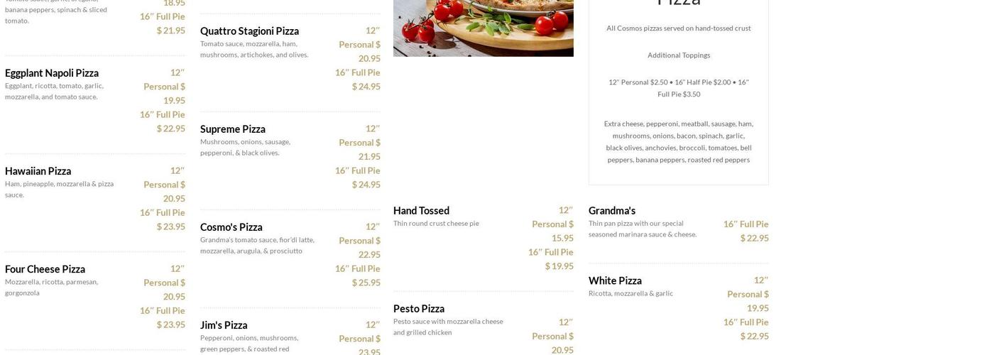 Gianluca's Italian Bar Menu