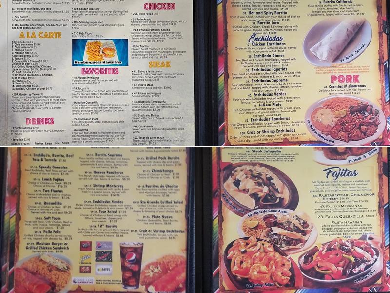 Monterrey's Menu