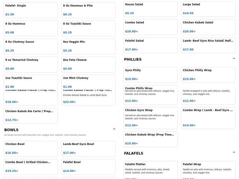 Q's HALAL MEDITERRANEAN Menu