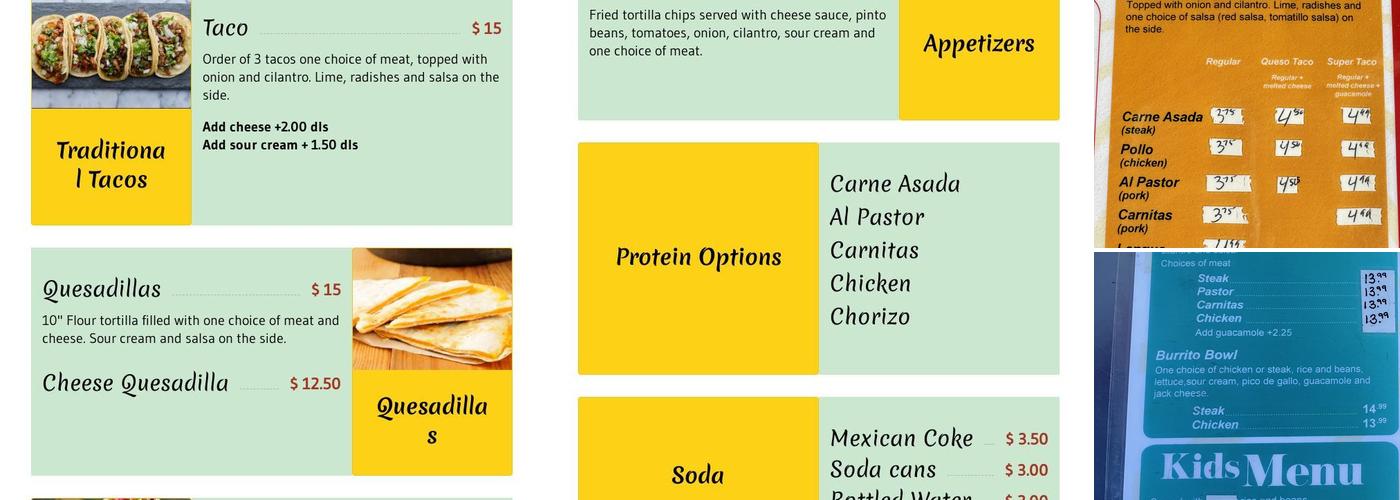 Mi Corazon Taqueria Lynn Menu