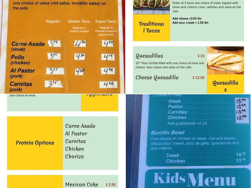 Mi Corazon Taqueria Lynn Menu