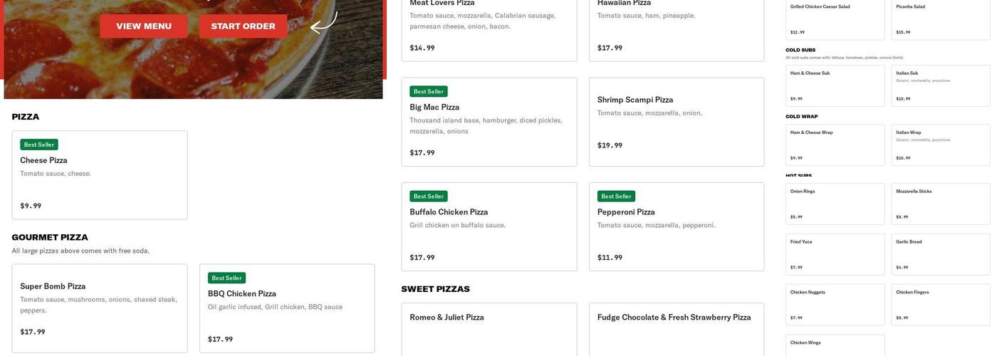 Brazilian Hotdog pizza & Burger Menu