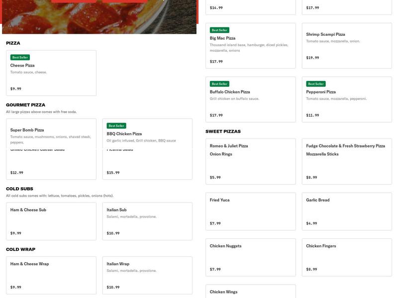 Brazilian Hotdog pizza & Burger Menu