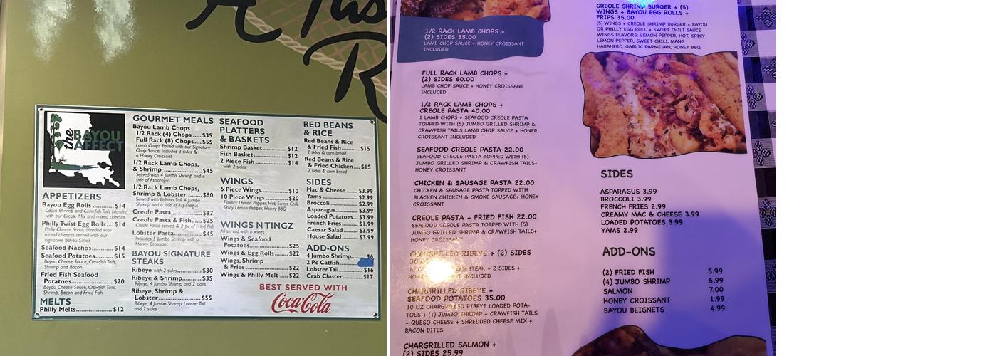 The Bayou Affect Menu