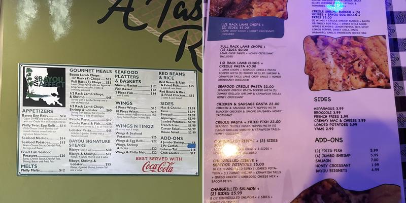 The Bayou Affect Menu