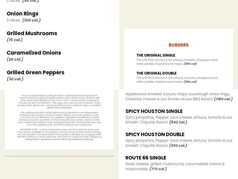 Johnny Rockets Menu