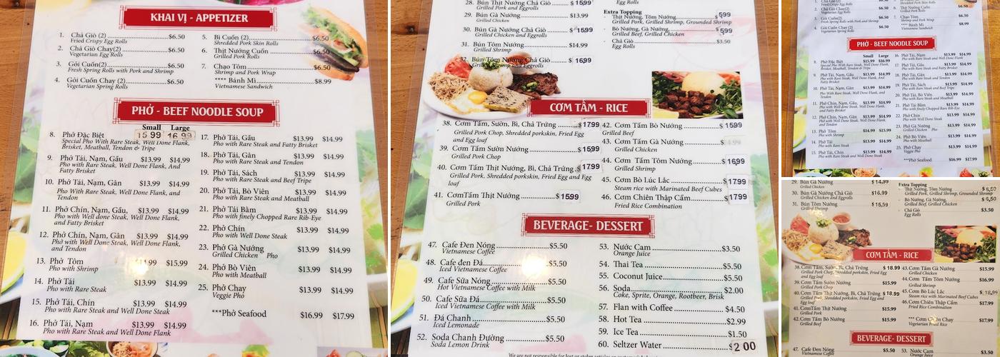 Pho Saigon III Menu