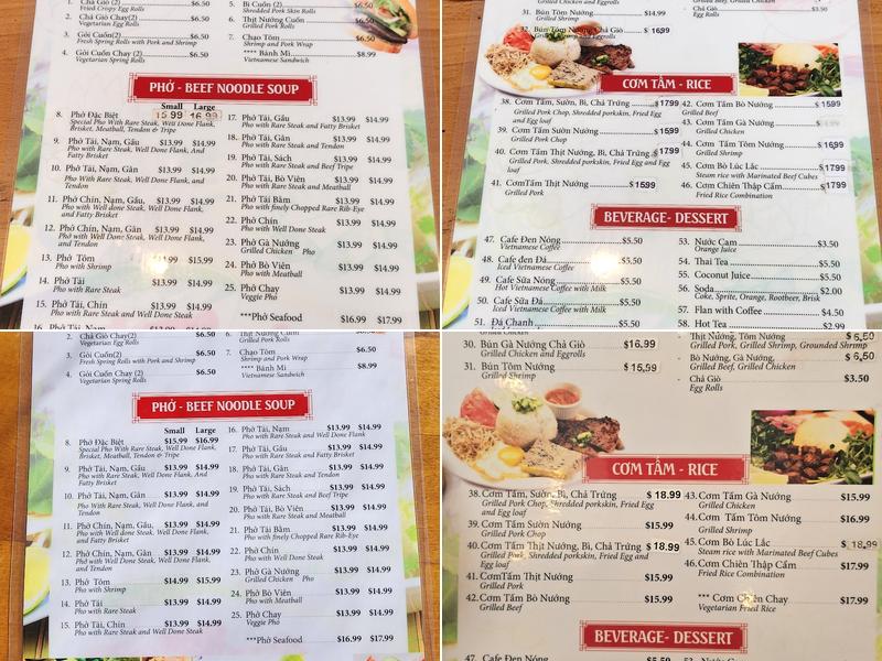 Pho Saigon III Menu