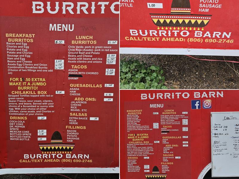 Burrito Barn Menu