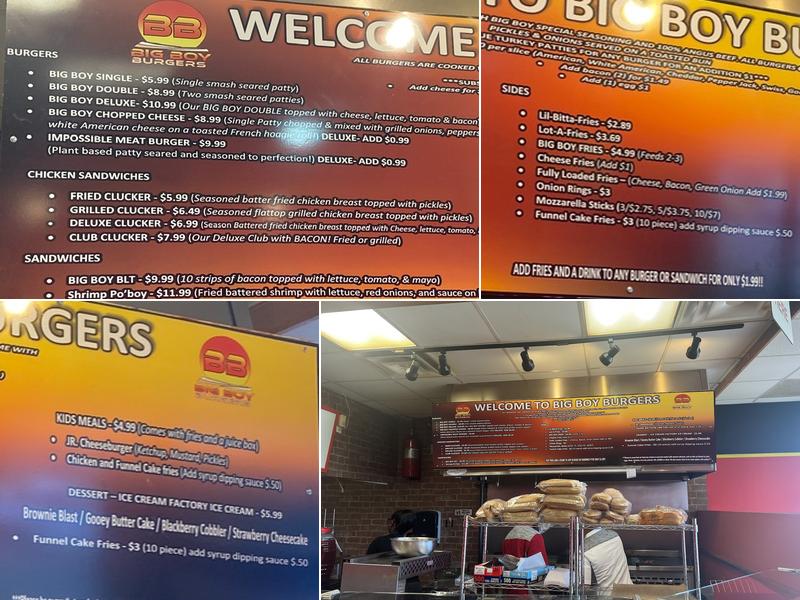 Big Boy Burgers Menu
