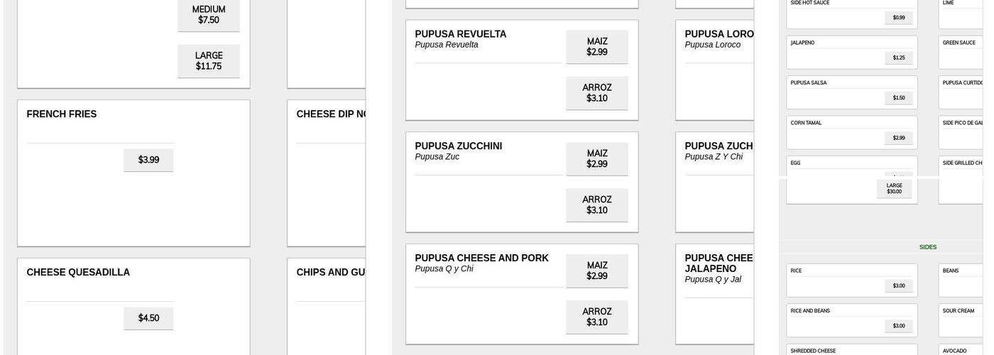 Pupuseria Los Robles Menu