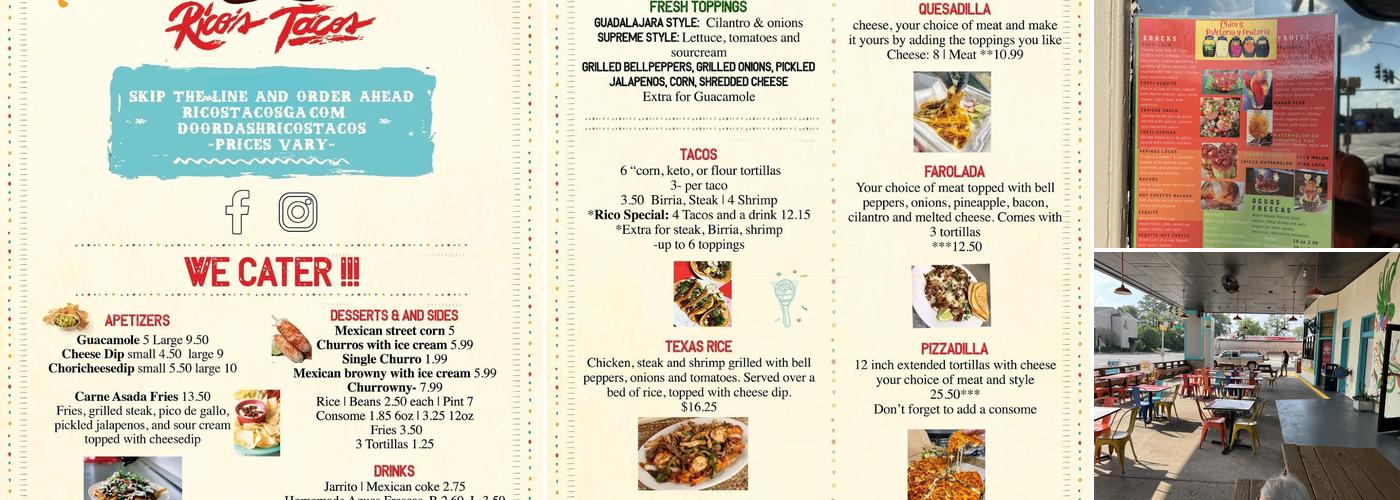 Rico’s Tacos Menu
