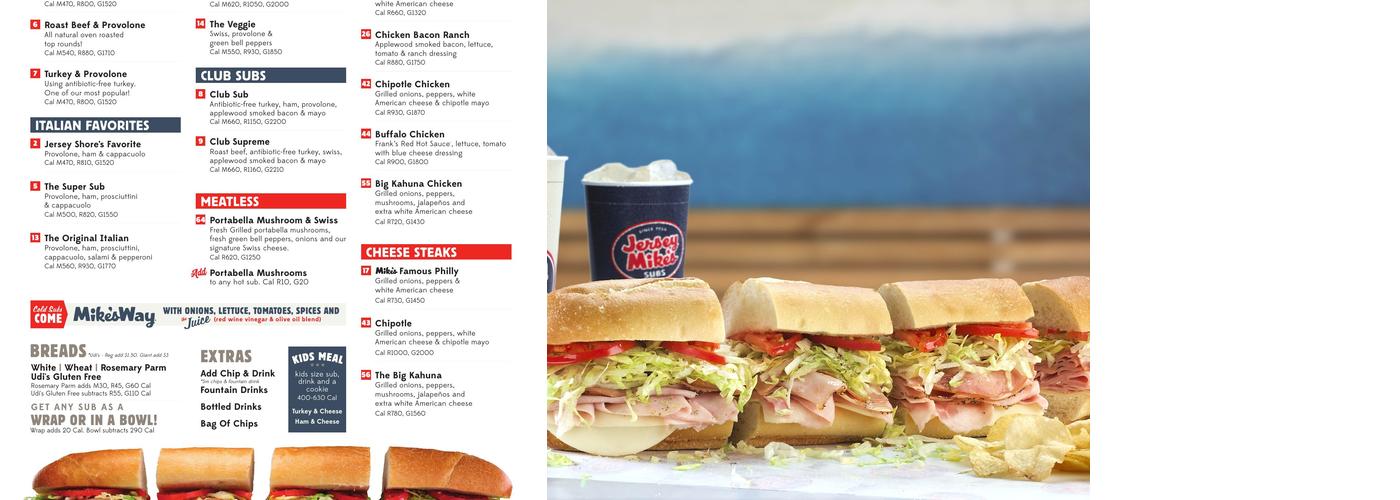 Jersey Mike's Subs Menu