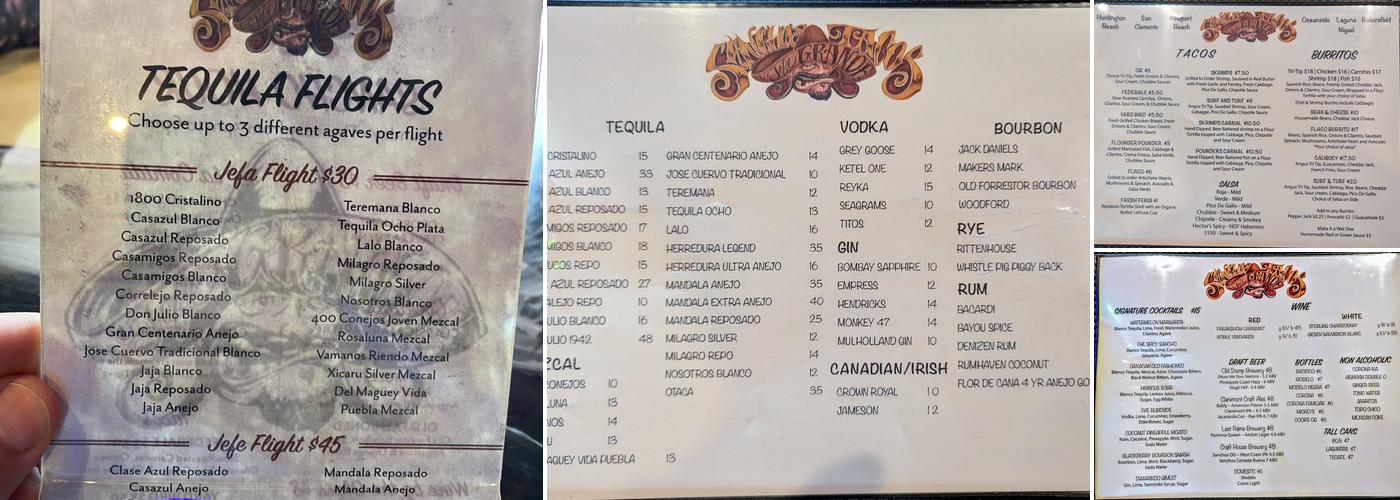 Sancho's Tacos Menu
