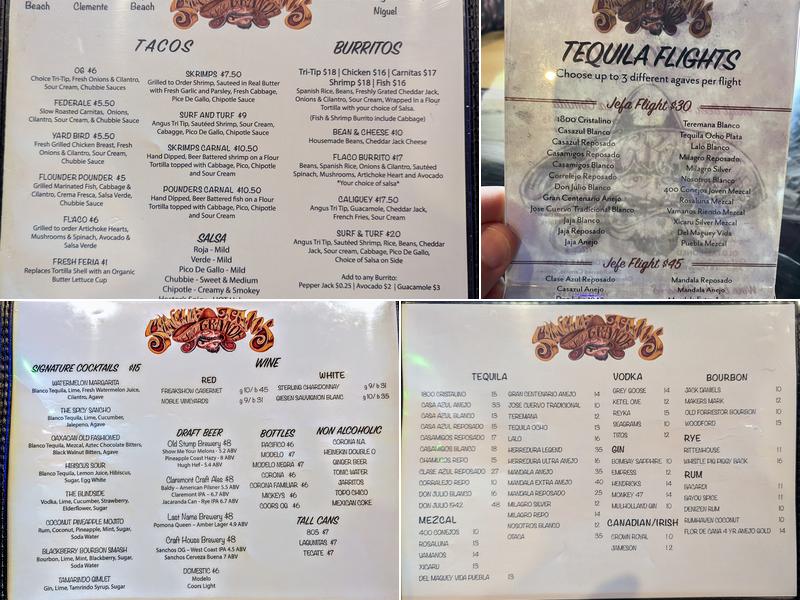 Sancho's Tacos Menu