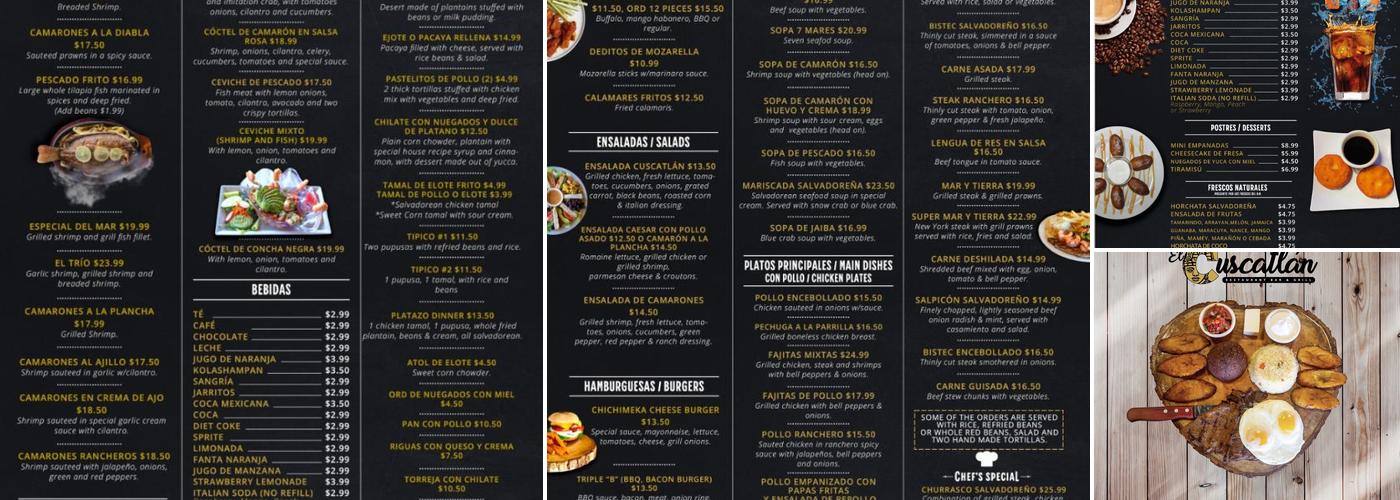El Cuscatlan Restaurant Menu