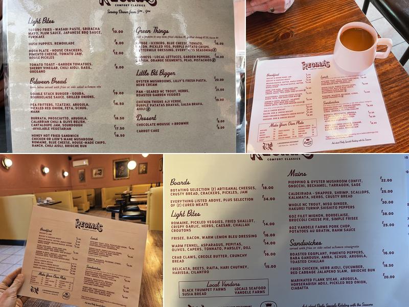 Regina's Westside Menu
