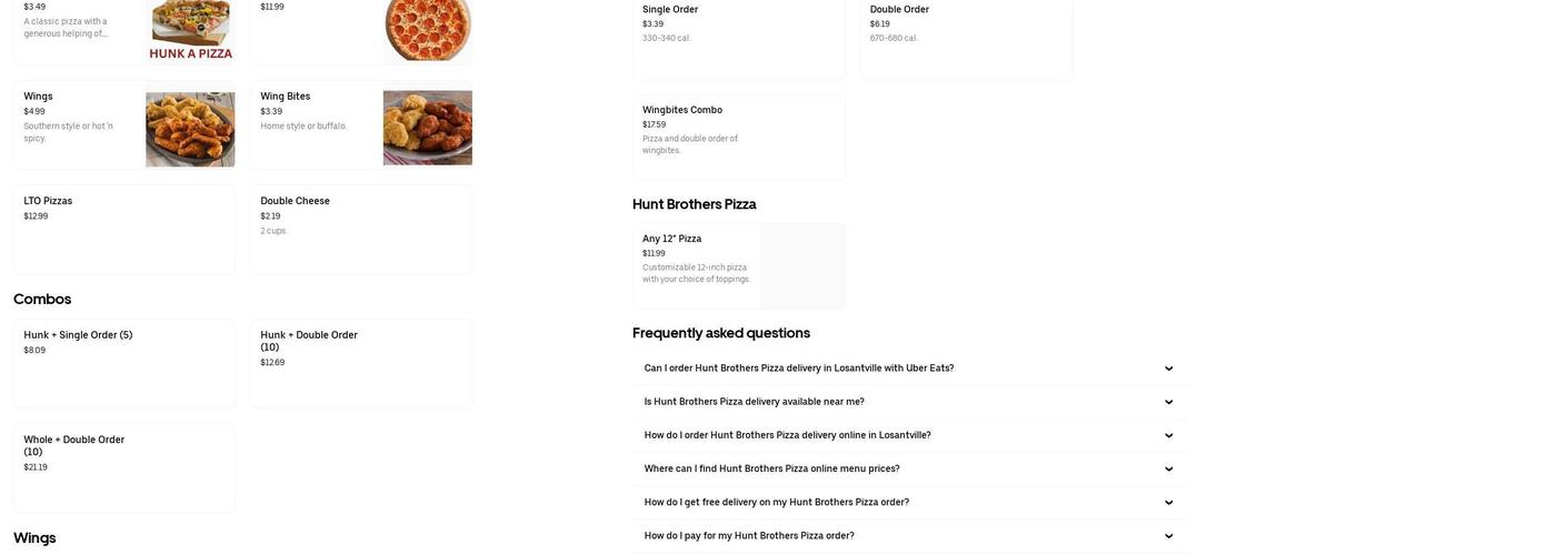 Hunt's Brother's Pizza Menu