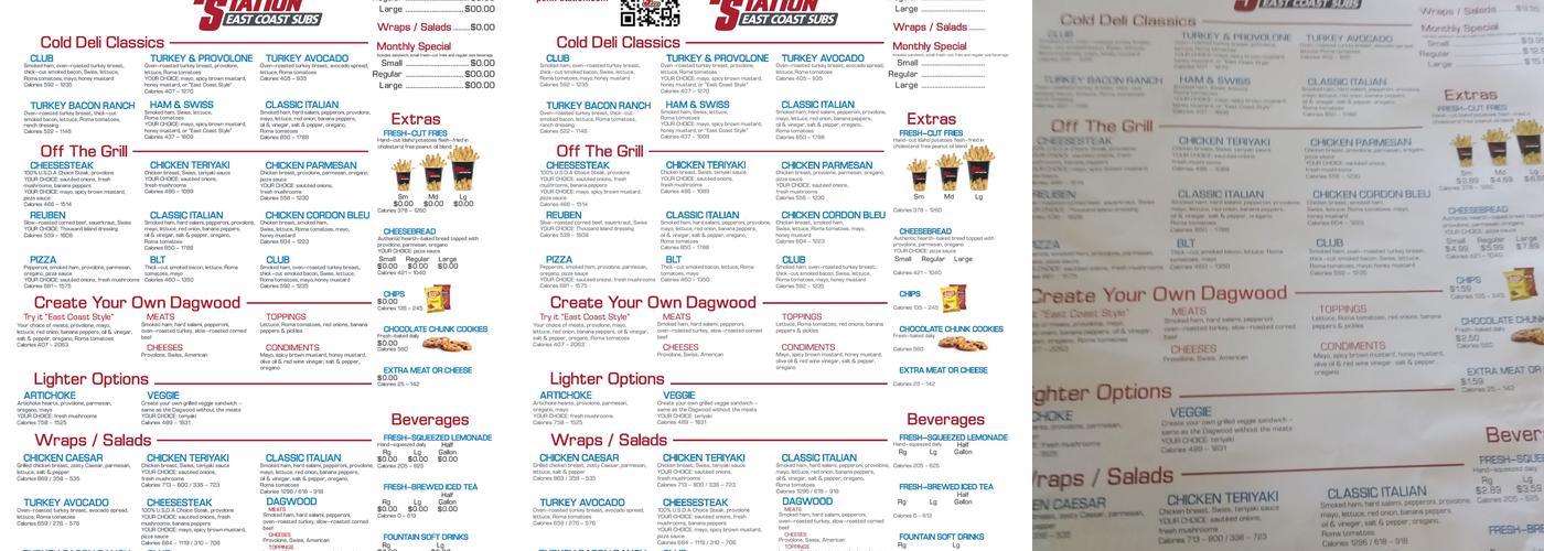 Penn Station East Coast Subs Menu