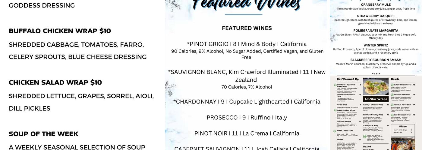 Sweat Bar & Bistro Menu