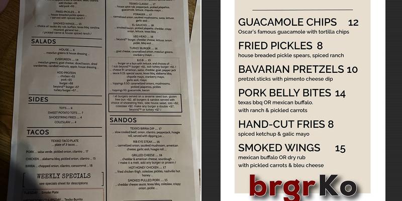 brgrKo Menu