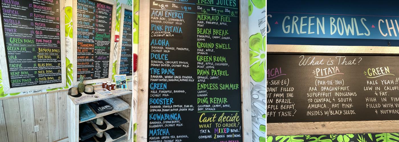 Playa Bowls Menu