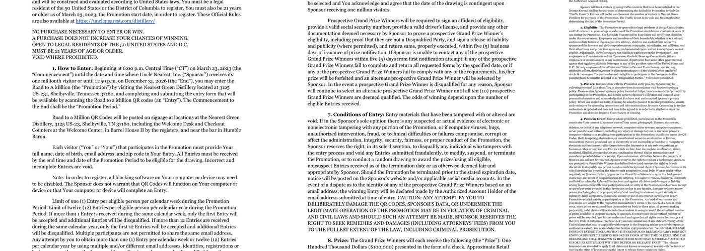 Nearest Green Distillery Menu