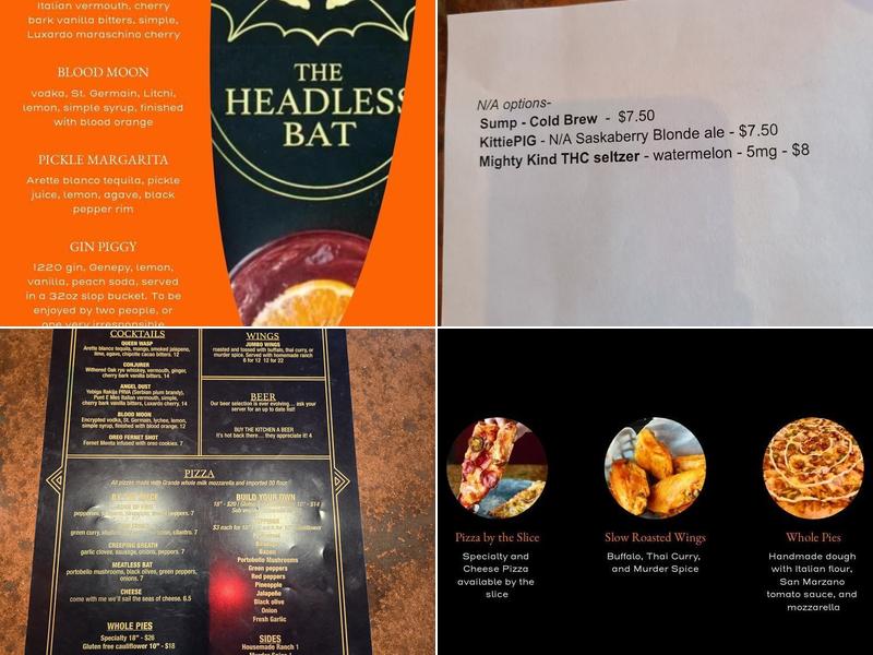 The Headless Bat Menu