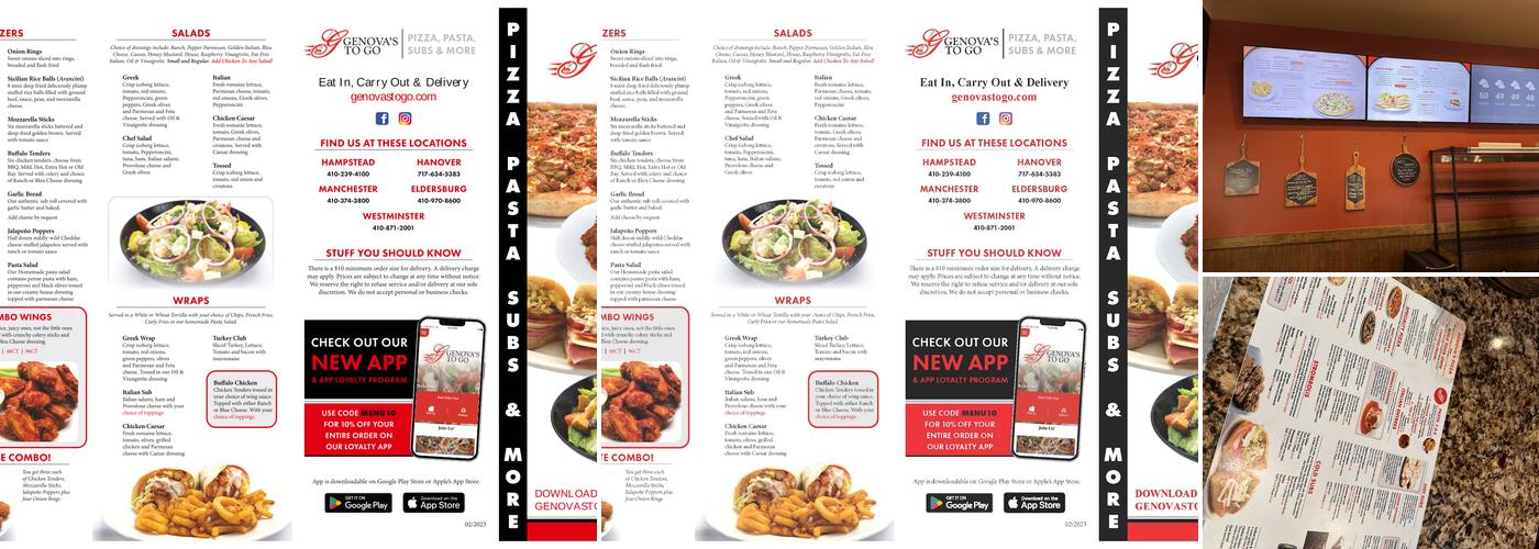 Genova's To Go Menu