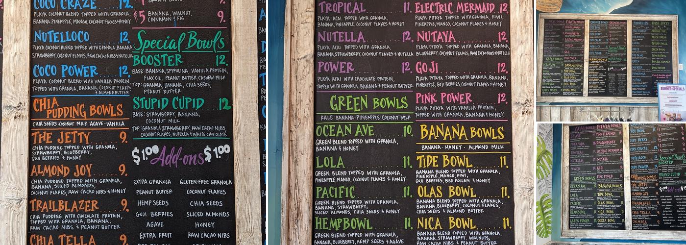 Playa Bowls Menu