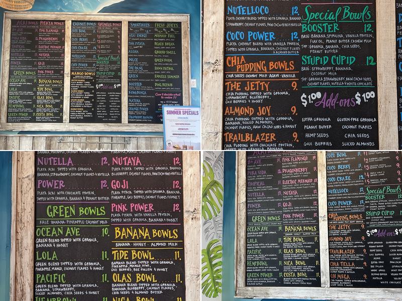 Playa Bowls Menu