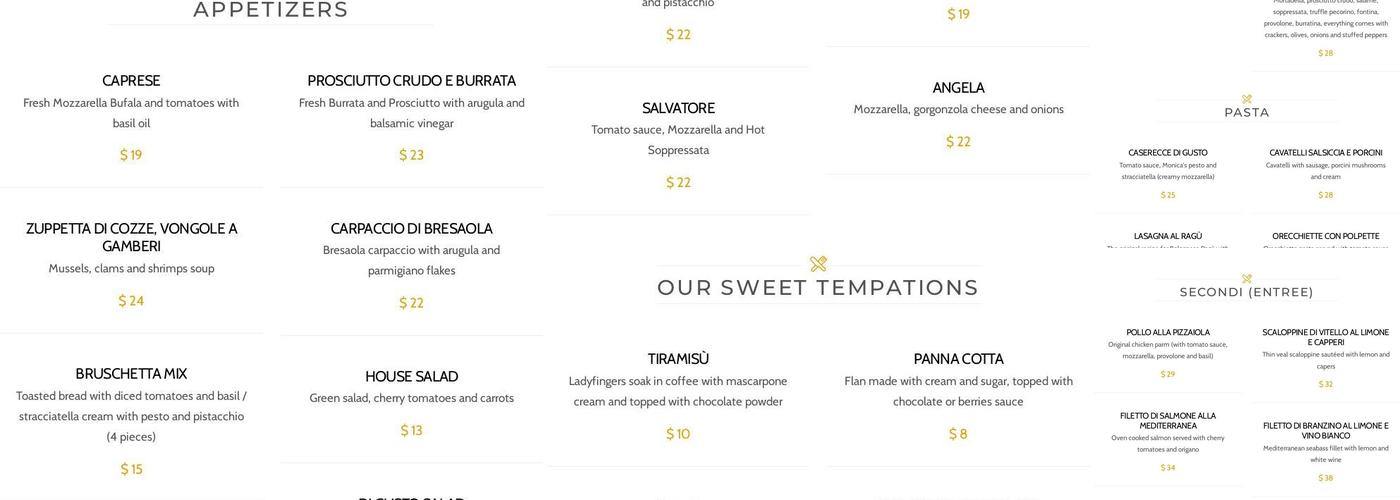 DI GUSTO Italian Restaurant and Market Menu