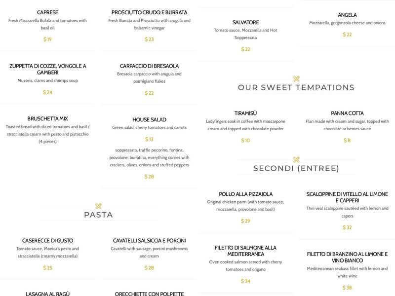 DI GUSTO Italian Restaurant and Market Menu